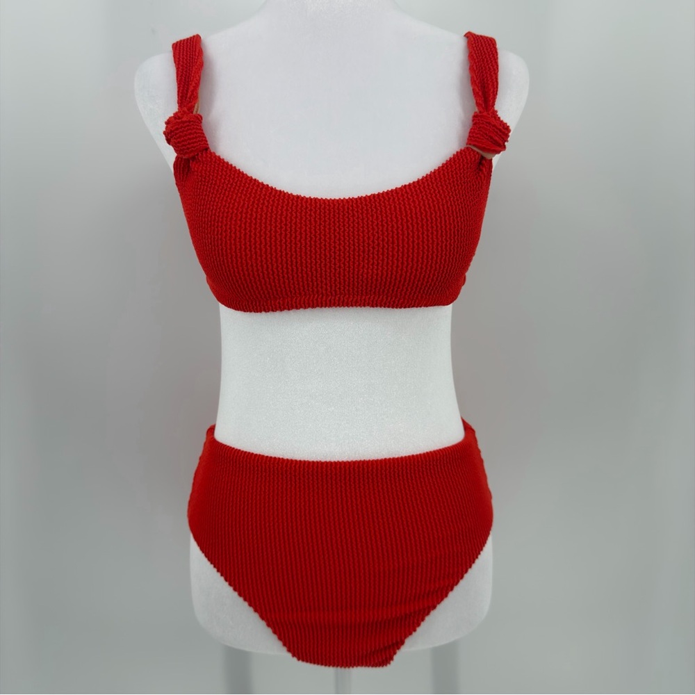 J. Crew Red Ribbed Knot Strap Bikini